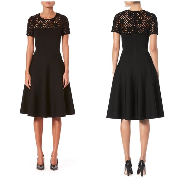 Carolina Herrera Dresses & Skirts - Carolina Herrera Macrame Yoke Dress large black